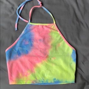 Romwe tie dye halter crop top